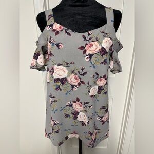 Monteau Gray Ruffled Asymmetrical Tank Top